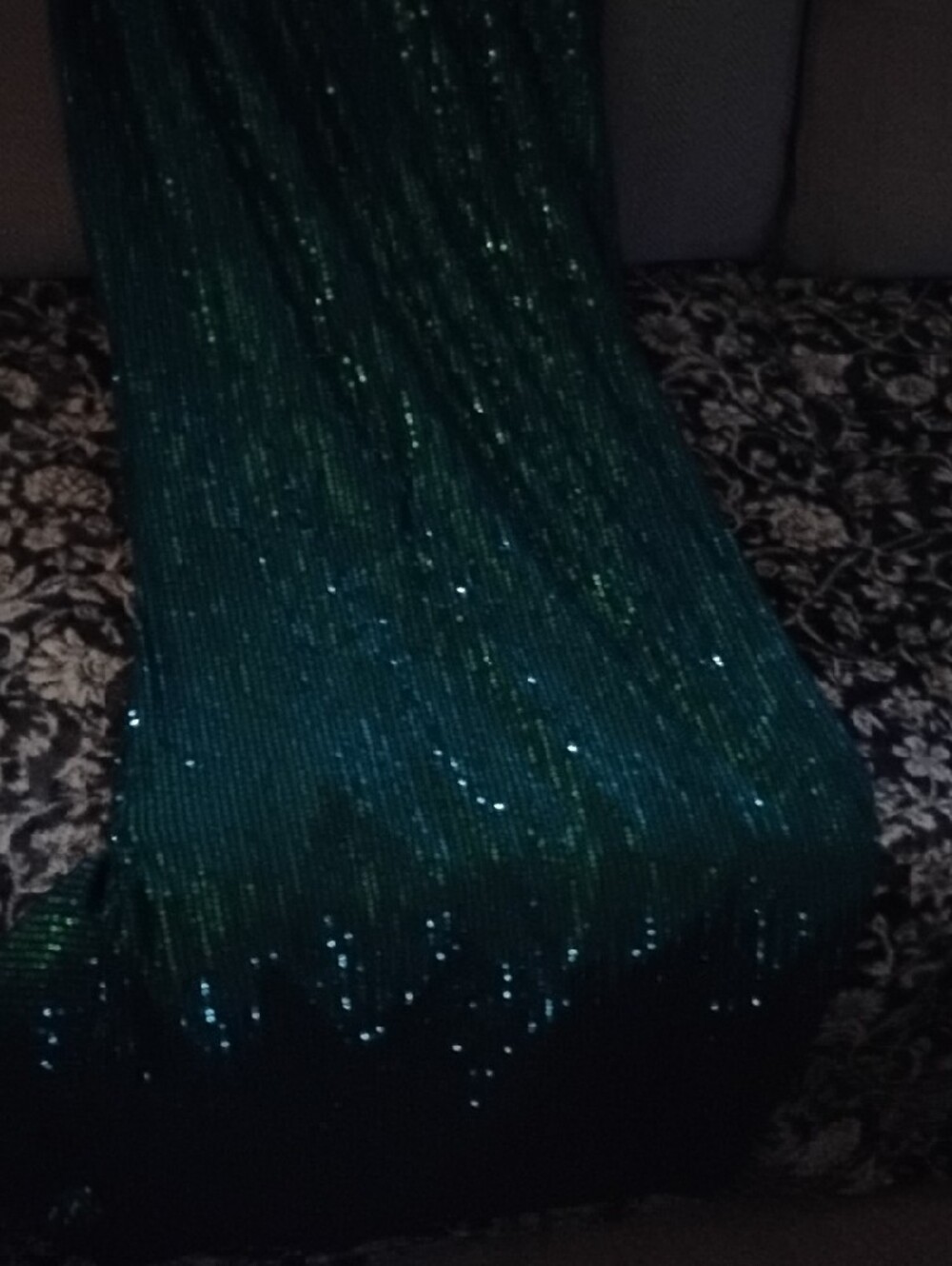 Emerald Green Sequin Evening Dress - Picture 2 of 7